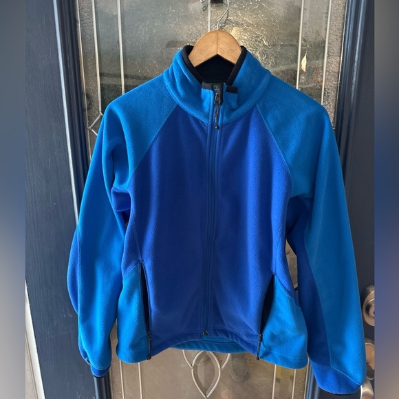 LL Bean Polartec Fleece Jacket Womens Sz M Full Zip Cobalt Blue Weather Channel - Picture 1 of 7